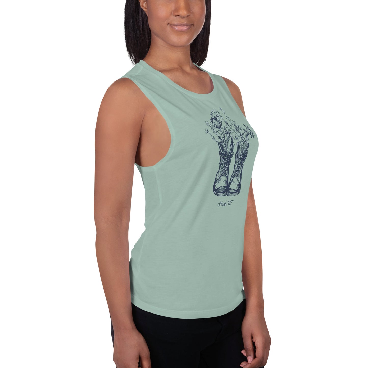 Hiking Boot Flowers Moab, UT Ladies' Yoga Tank