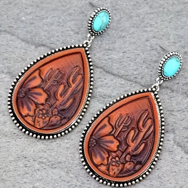 Cactus + Flower Scene + Turquoise Earrings