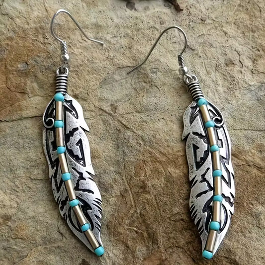 Feather + Turquoise Earrings