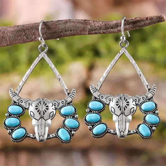 Longhorn + Turquoise Earrings
