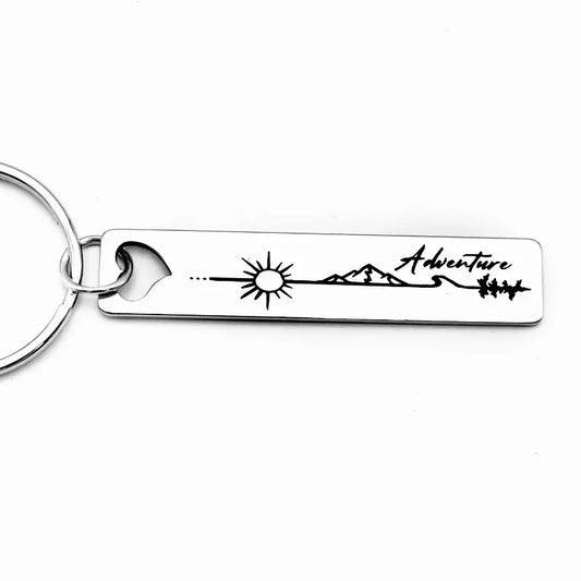 Adventure Mountain Scene Metal Keychain