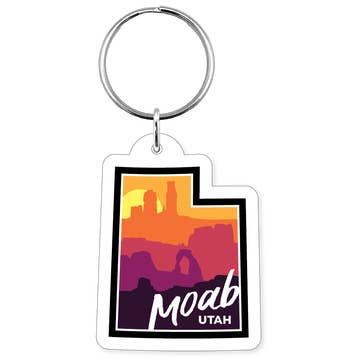 Moab + Utah Outline Recycled Wood Keychain