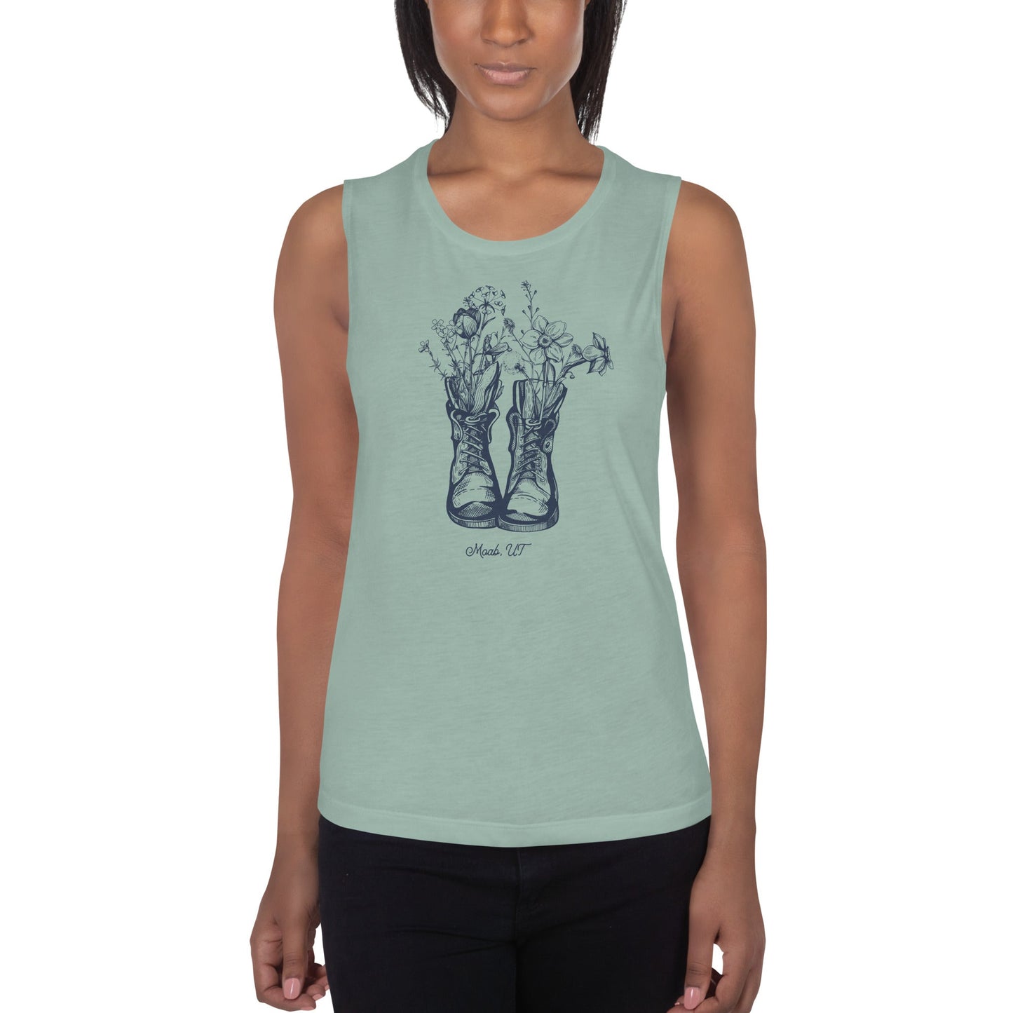 Hiking Boot Flowers Moab, UT Ladies' Yoga Tank