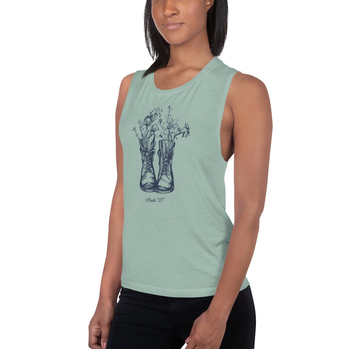 Hiking Boot Flowers Moab, UT Ladies' Yoga Tank